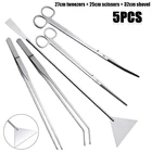 5 шт., инструмент для аквариума из нержавеющей стали, пинцет для растений, ножницы, комплект лопат, чистящие средства для живых растений, травы