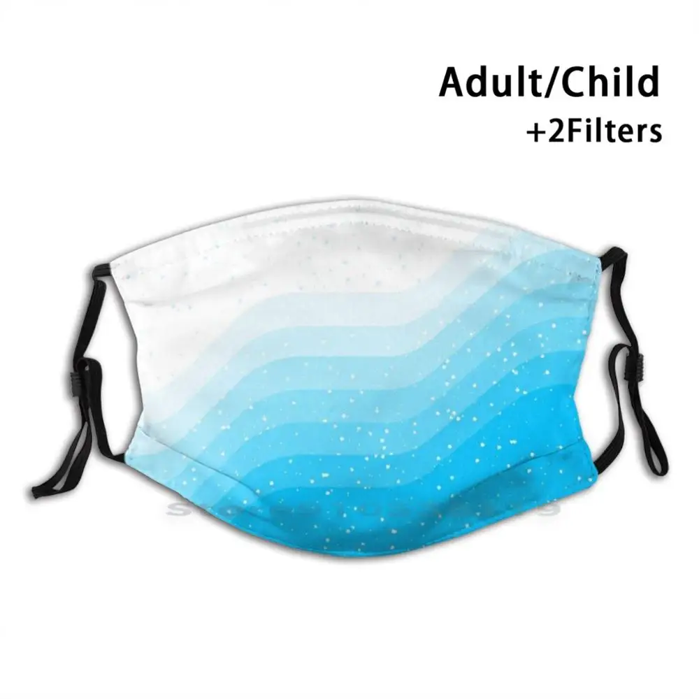 

Маска для лица многоразовая с фильтрами и абстрактными голубыми волнами