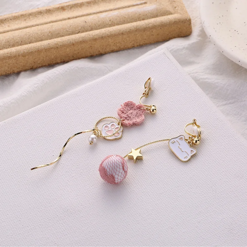 

Korea Fashion Earrings 2021 Fashion Trend Cat Summer Women's Stud Earring Clip Earrings Without Ear Holes Gift Jewelry Earrings