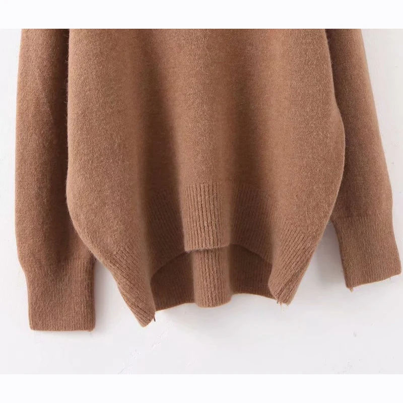 Повседневный Коричневый женский свитер 2019 Весна-Осень Новая мода Водолазка