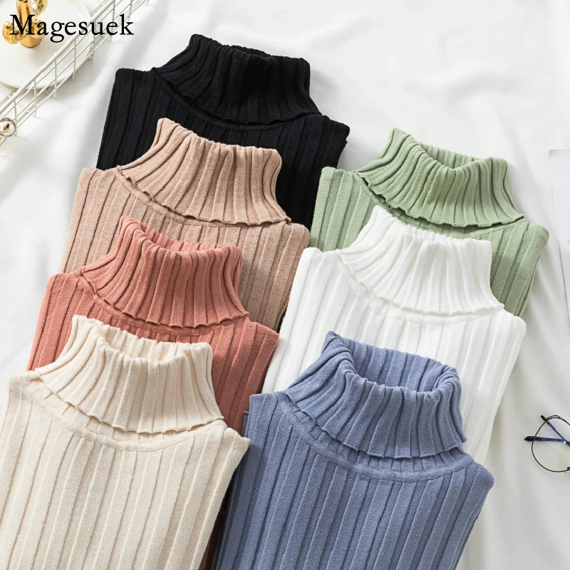 

Striped Vintage Sweaters Autumn Winter New Green Women Sweater Pullover Long Sleeve Jumper Turtleneck Knitted Sweater Slim 16220