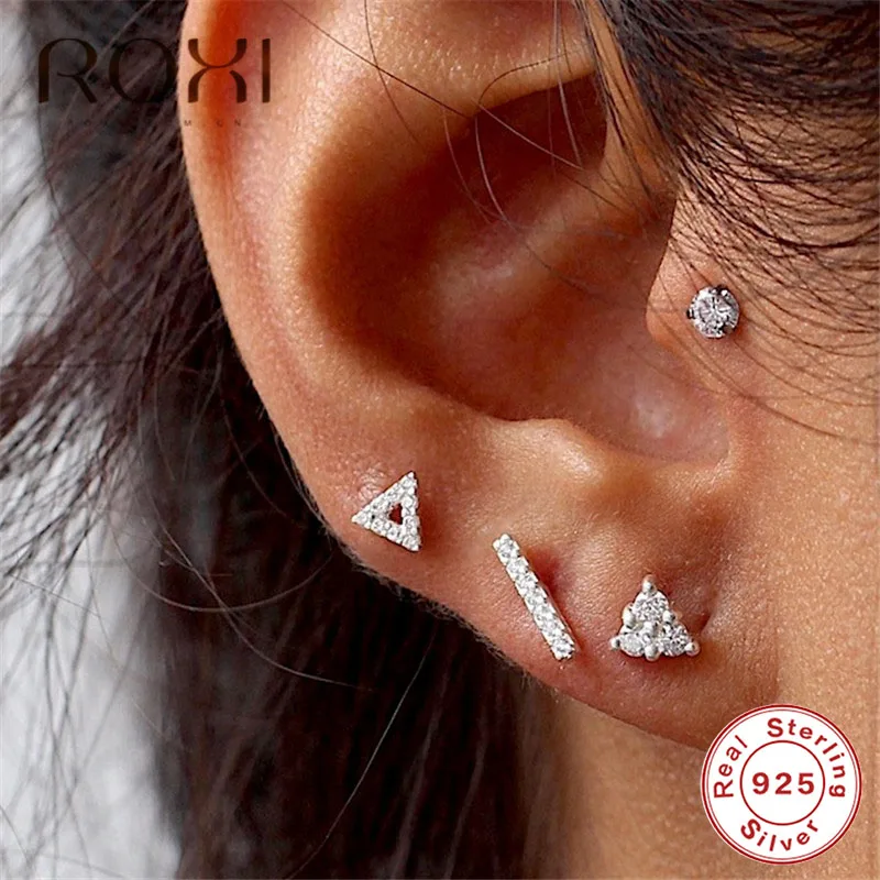 Женские серьги-гвоздики из серебра 925 пробы с фианитом | Украшения и аксессуары