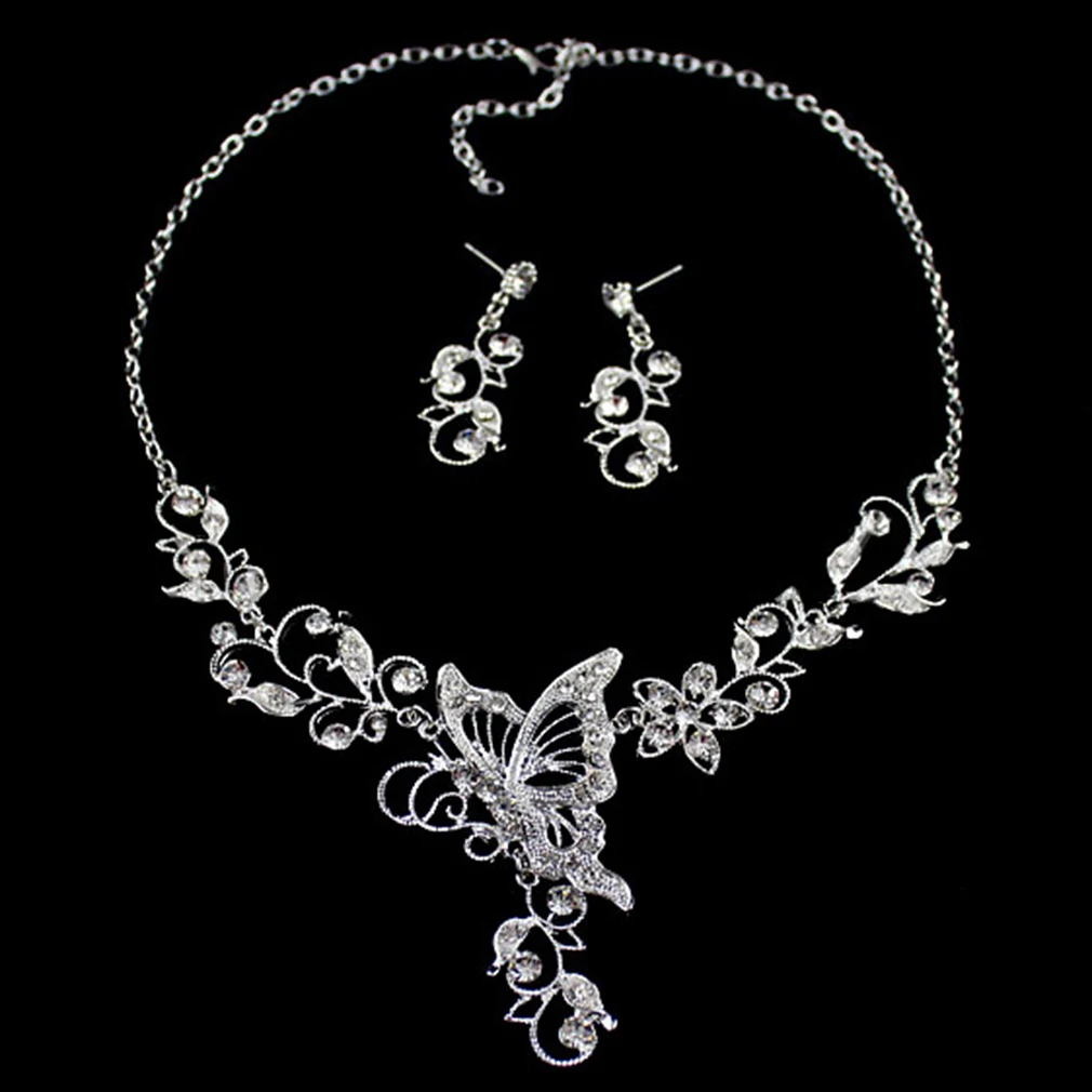 Женские свадебные ювелирные изделия ожерелье пирсинг серьги полые бабочка