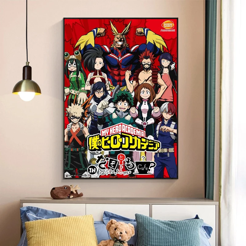 

Современный мой герой Академия японское аниме ИСКУССТВО ШЕЛК Boku No Hero плакат Академия печать живопись на холсте, мультфильмы картина домашн...