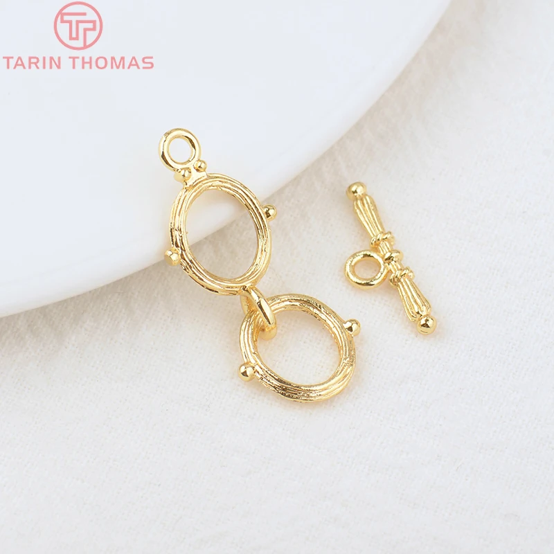 

6 Sets O:12.5x29MM T:17MM 24K Gold Color Plated Brass Round Bracelet O Toggle Clasps High Quality Diy Jewelry Accessories