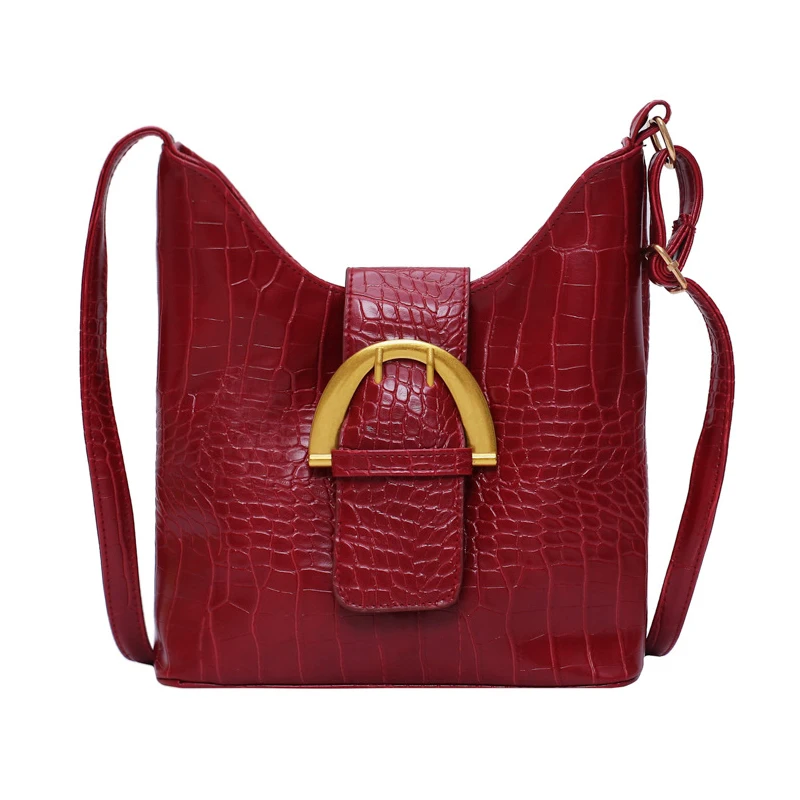 Wine Red Роскошные Сумки Для женщин сумка из кожи аллигатора Курьерские сумки женская сумка-мешок через плечо для Для женщин сумка через плечо женская сумка через плечо одноцветное - Цвет: Wine Red