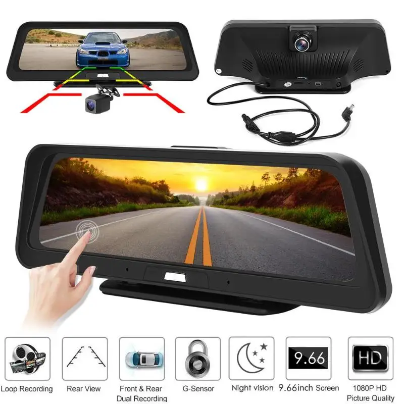 Phisung E92 9 66 дюймов FHD 1080P Автомобильный видеорегистратор Камера с двумя объективами