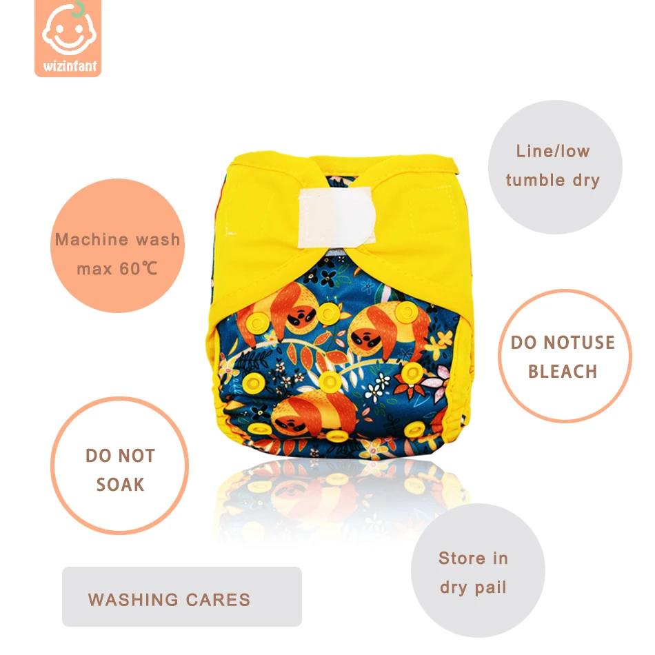 

WizInfant 4PCS Newborn Cloth Diaper Cover Baby Diapers ECO-friendly Waterproof Cover Nappies Reusable Washable Adjustable Pocket