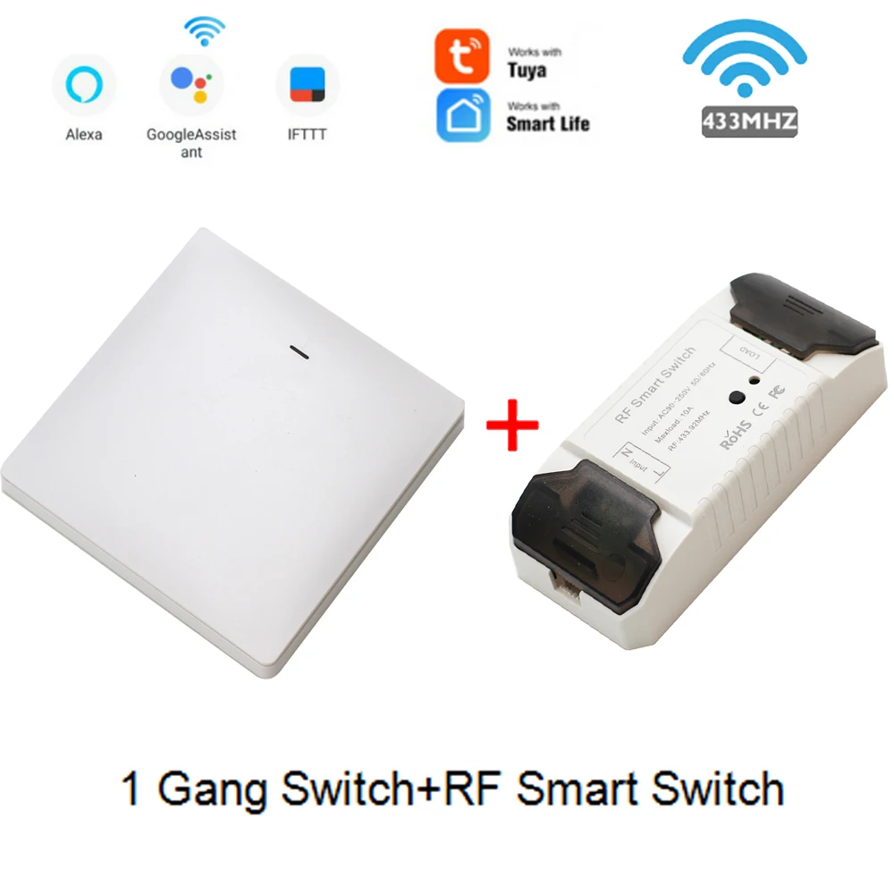 1 gang RF Smart Life APP WiFi RF DIY Переключатель Wifi умный выключатель беспроводной контроллер светильник RF 433 МГц настенный DIY реле таймера Tuya - Цвет: 1 gang RF