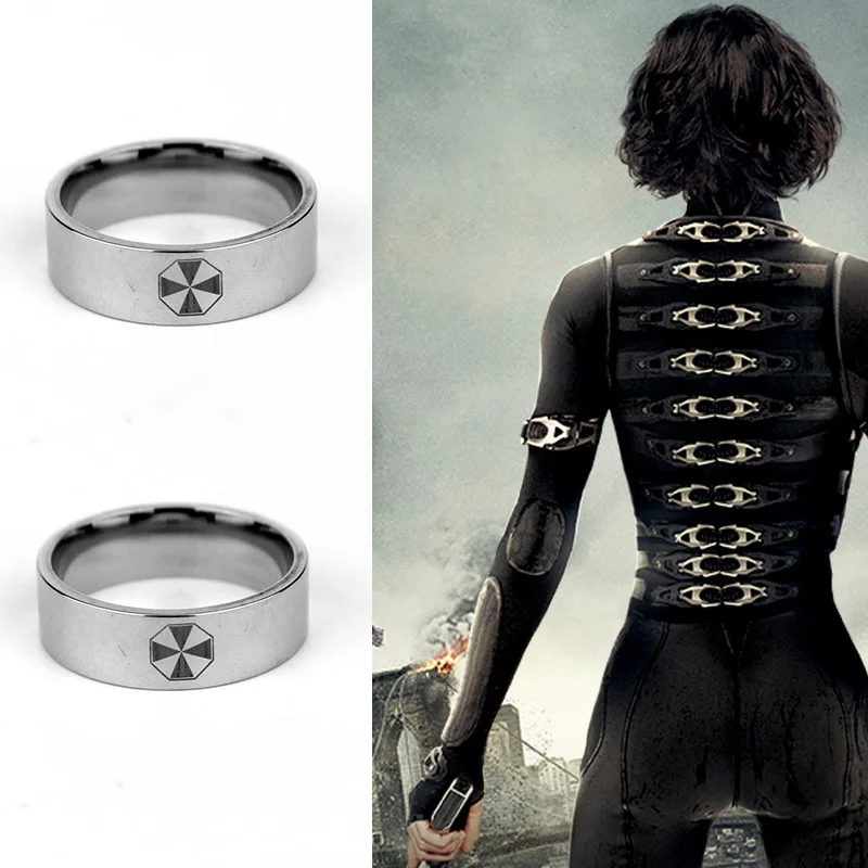 

Biohazard Umbrella Corporation Rings Silver Color Hot Movie Game Jewelry For Men