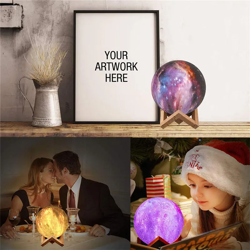 

New Arrival 3D Print Star Moon Lamp Colorful Change Touch Home Decor Creative Gift Usb Led Night Light Galaxy Lamp Dropshipping