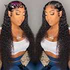 Yyong 30 32 дюймовые вьющиеся человеческие волосы 13x6 прозрачные кудрявые вьющиеся кружевные передние человеческие волосы парики для женщин предварительно выщипанные кружевные парики