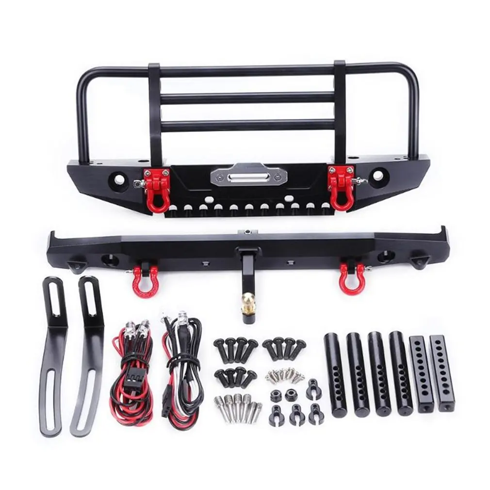 

Metal Front Bumper with Light for 1/10 RC Crawler Car Axial SCX10 90046 Traxxas TRX-4 TRX4