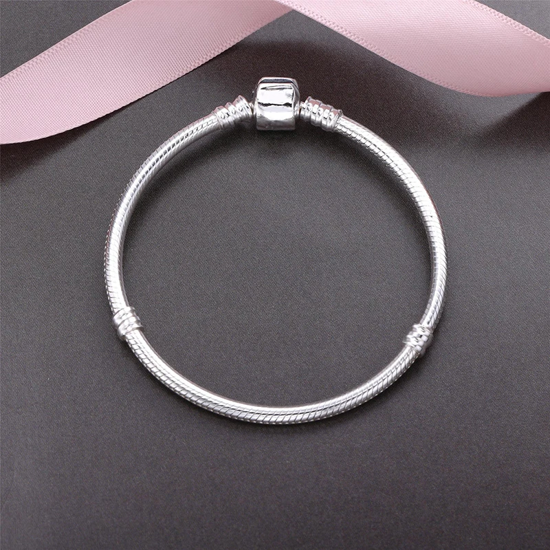 

100% 925 Sterling Silver Pan Bracelet Silver Classic Button Base Pan Bracelet Fit European Charm Bracelets Women Jewelry