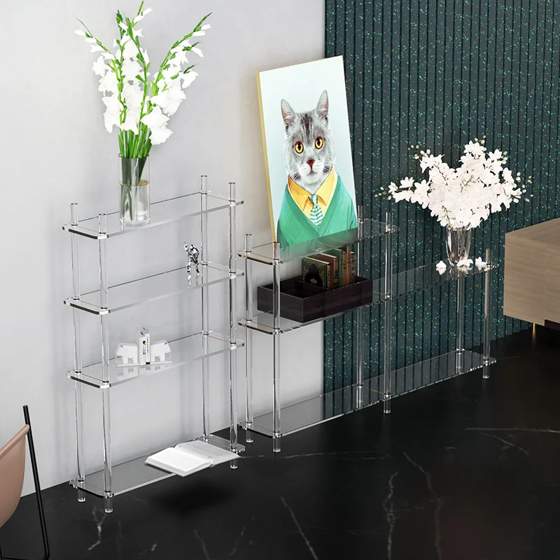 

zq Acrylic Bathroom Storage Rack Balcony Storage Display Rack Multi-Layer Light Luxury Storage Rack