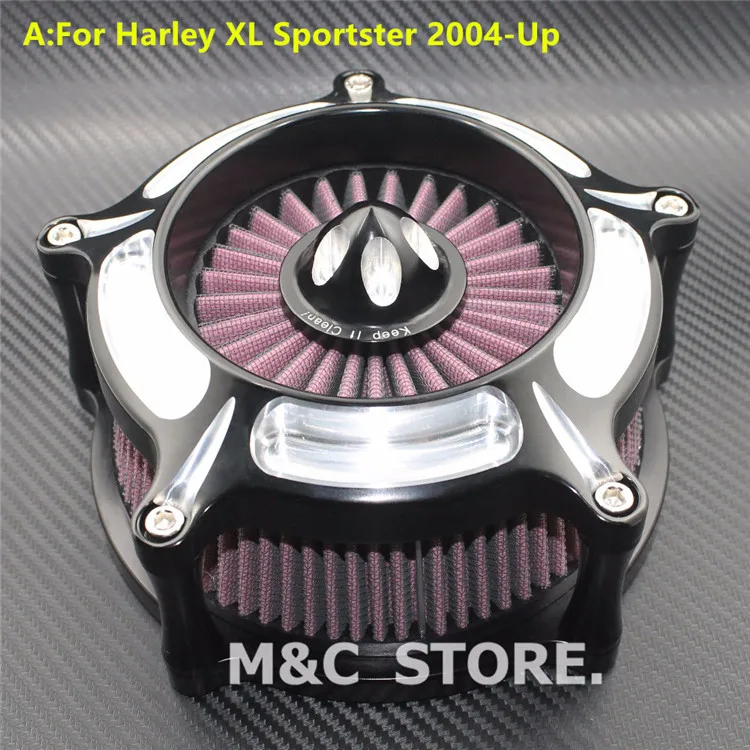 Мотоцикл воздухоочиститель Впускной фильтр алюминиевый для Harley Sportster XL Touring FLHT FLHX FLHR Dyna FXDB Softtail Heritage 00-18 - Цвет: A sportster