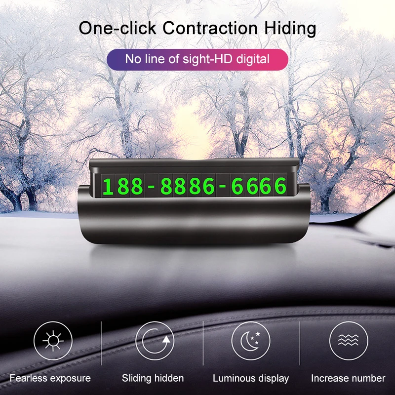 Universal Luminous Temporary Car Parking Card Telephone Number Magnetic Adsorption Design Phone Plate Sticker |