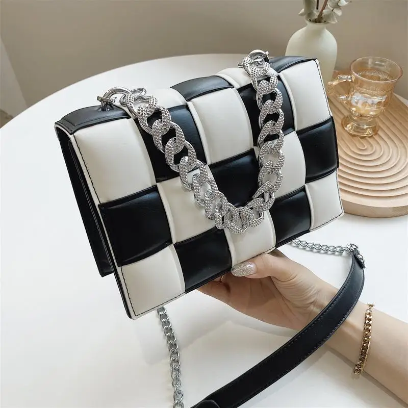 

Woven Flap Crossbody bag 2021 Fashion New High quality PU Leather Women's Designer Handbag Chain Tote Shoulder Messenger Bag
