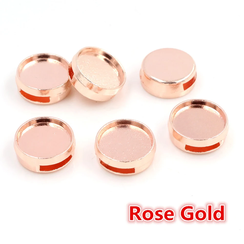 Rose Gold 16 шт 12 мм Внутренний Размер 6 цветов модный стиль кабошон базовая Камея Подвески для 8 мм кожаный браслет - Цвет: Rose Gold