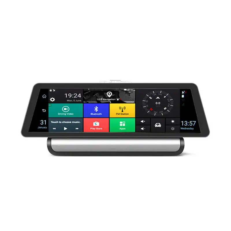 Автомобильный видеорегистратор 1080P 10 дюймов с двумя объективами Android Wifi Gps