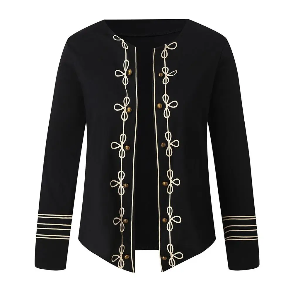 Черная Женская куртка женская модная в стиле ретро стимпанк готика военная топ