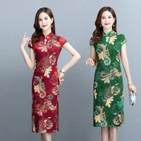 2021 summer new cheongsam large size temperament chinese style retro slim skirt