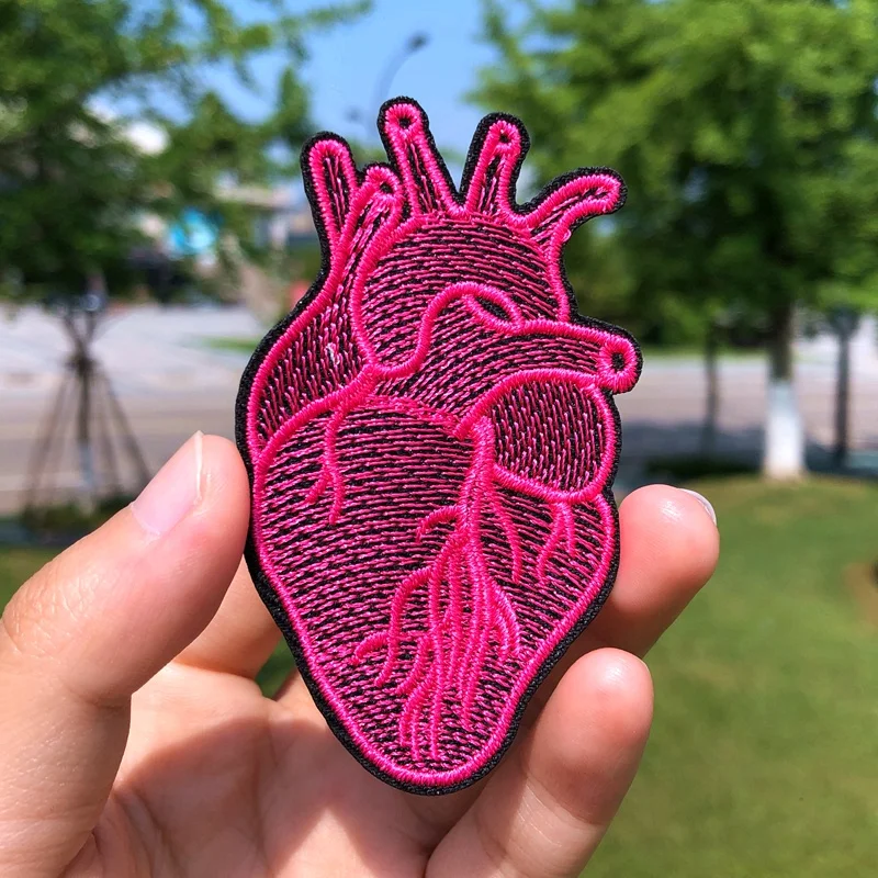 Простые шестицветные нашивки в форме сердца для вышивки одежды швейные на одежду