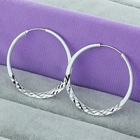 925 sterling silver 404550mm round circle hoop earrings for women wedding engagement party jewelry