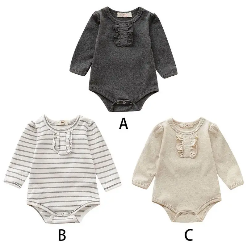 Детский комбинезон с длинными рукавами и принтом в полоску для маленьких