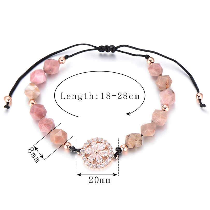 Браслет женский из натурального камня с гранеными бусинами | Украшения и