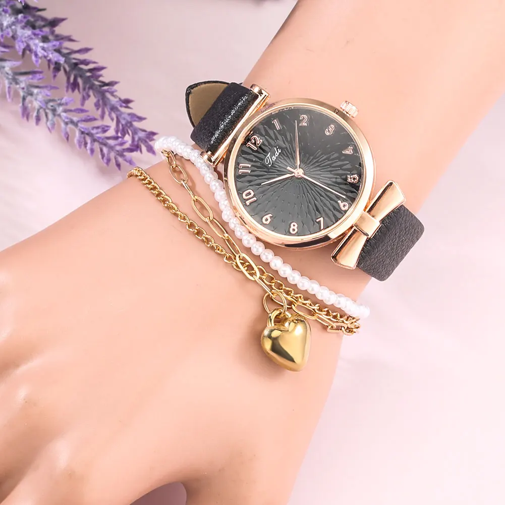 

Ladies Quartz Watch Bracelet Set 2021 Luxury Watches for Women Leather Wristwatch Female Gift for Girlfriend Relogio Feminino