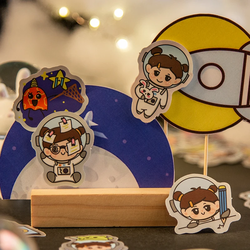 

Yoofun 30pcs/pack Kawaii Stickers Mars Label Laser Astronaut Sticker for Scrapbooking Journal Phone Laptop Decoration DIY Label