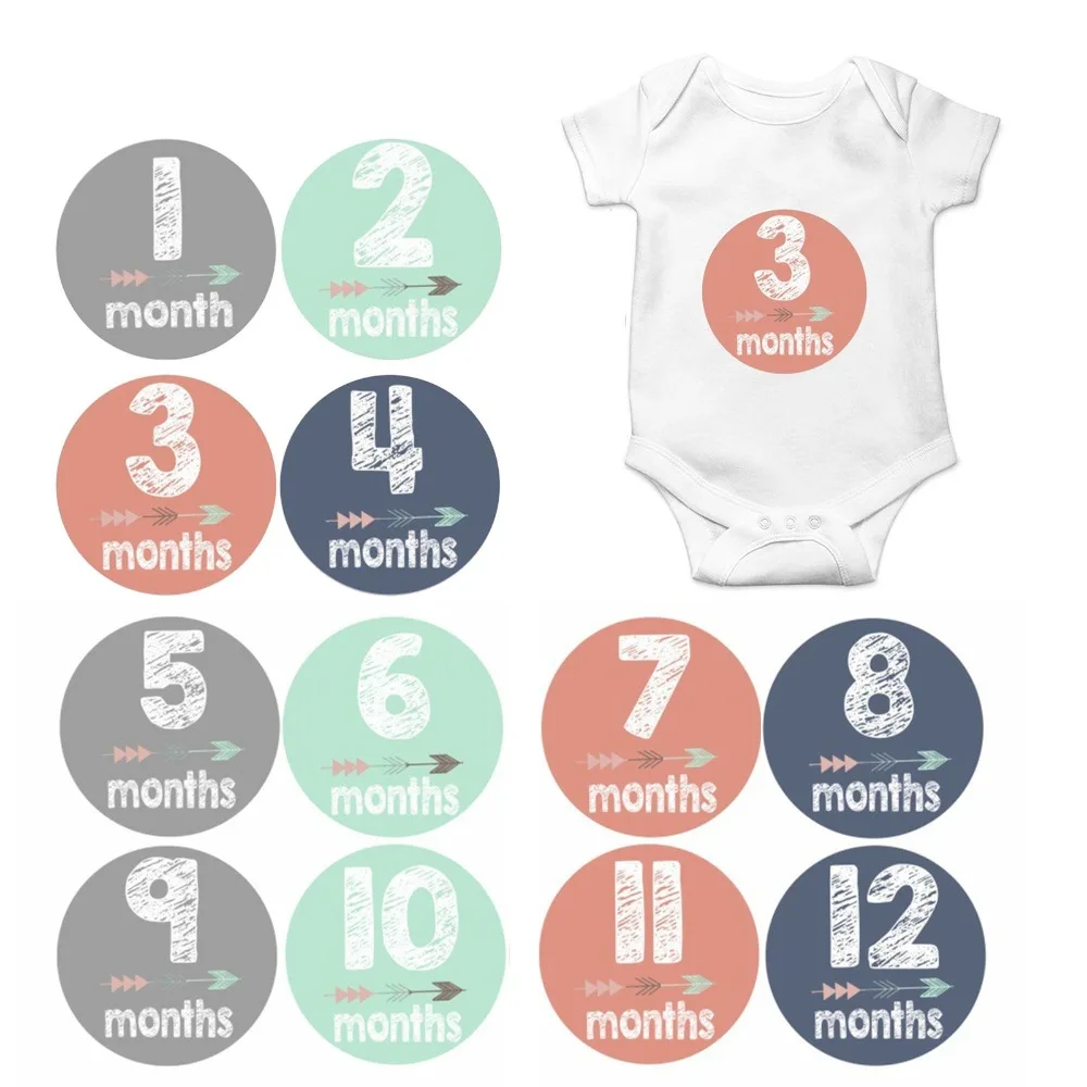 Pegatinas de Belly Milestone para beb&eacute;s, conjunto de n&uacute;meros, Firsts de 0 a 12M, regalo de ducha, accesorios para fotograf&iacute;a para ni&ntilde;as, accesorios para recuerdos, ropa-1
