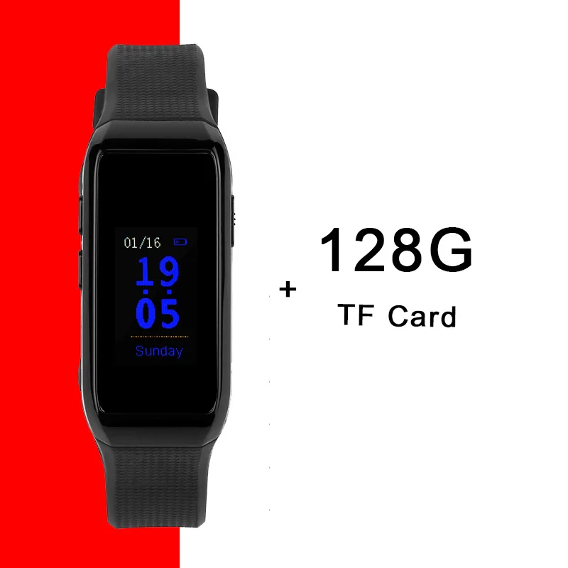 HD 1080P камера Диктофон Видео Аудио Звук Спорт трекер часы SmartBand браслет умный браслет - Цвет: 128GB