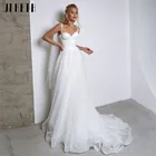 Женские свадебные платья с бантом JEHETH тонкие лямки тюль, простые пляжные платья трапециевидной формы с открытой спиной для вечеринки, 2022