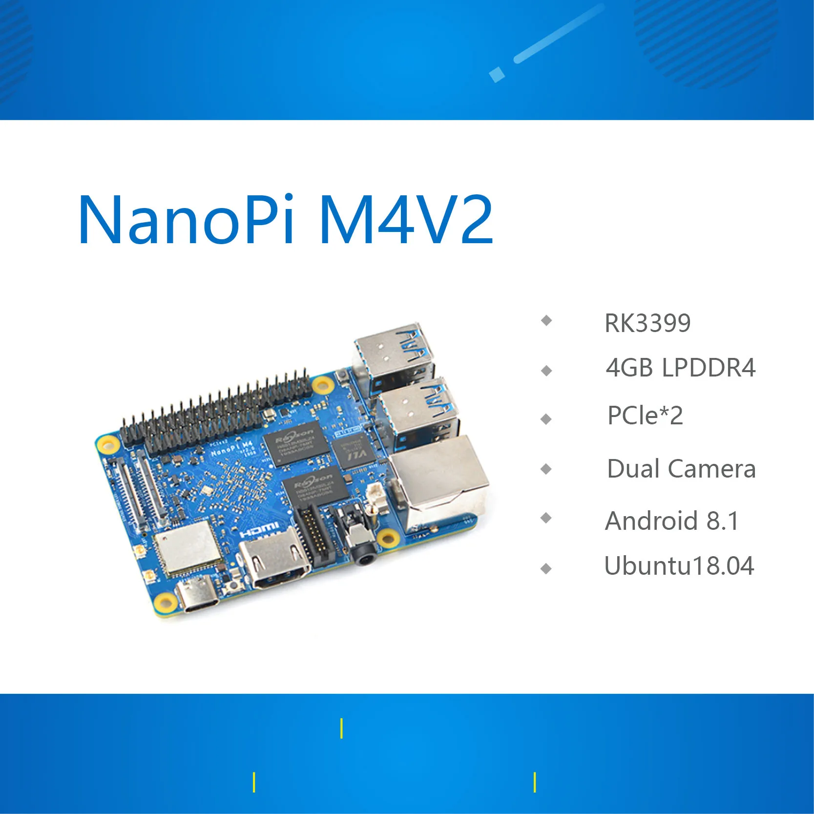 Удобный RK3399 NanoPi M4V2 WiFi Двойная камера 4G Память 4K воспроизведение Android 8 | Компьютеры