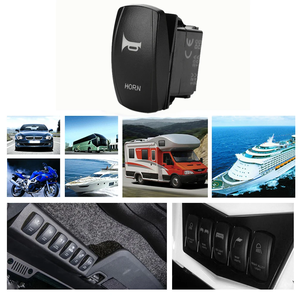 

Dual LED Backlit HORN On Off Rocker Switch Waterproof 3-Pin SPST for Car RV Boat Car Boat Caravan Rocker Switches