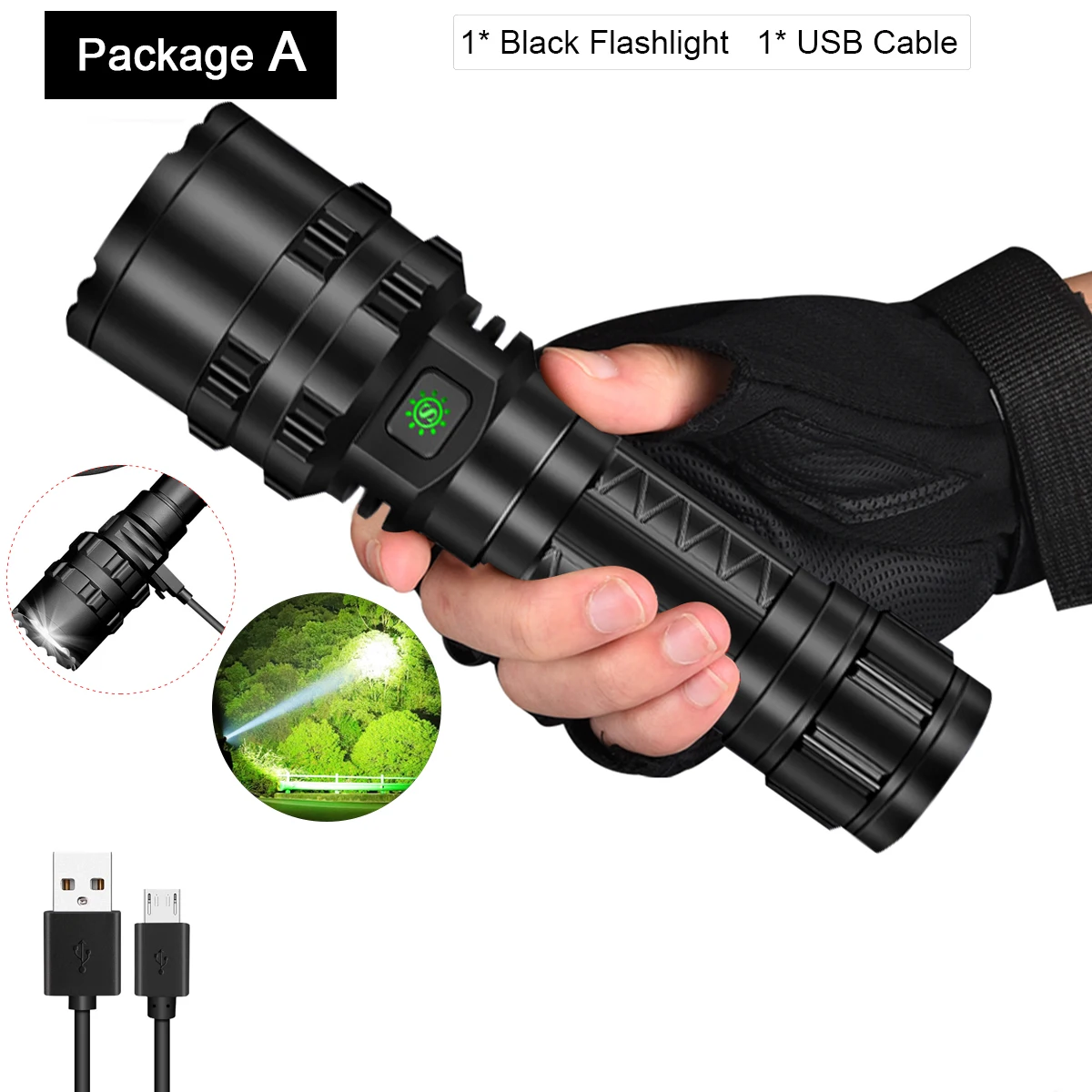 Package A Самый мощный фонарик XHP50.2 светодиодный фонарь Xlamp L2 фонарь Водонепроницаемый светодиодный фонарь охотничий фонарик 18650 26650 аккумулятор - Испускаемый цвет: Package A