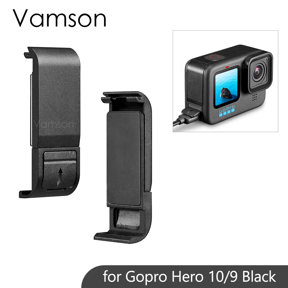 

Боковая крышка аккумулятора Vamson для камеры GoPro Hero 10 9, съемная крышка, боковой Чехол с зарядным портом для GoPro 10 9, набор аксессуаров VP659K