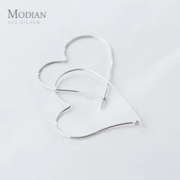 modian hot sale fashion simple charm hearts earrings 925 sterling silver classic big hoop earrings for women wedding jewelry
