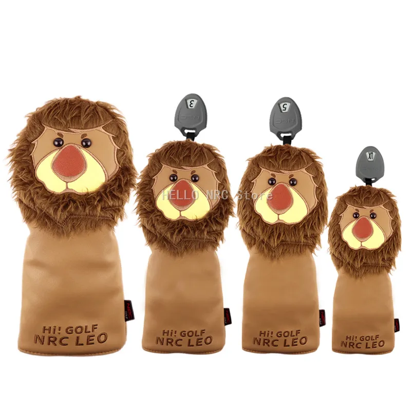 

Golf Club Head Covers Driver Fairway Wood Hybrid Covers Lovely Golf Lion Cartoon Animal 460cc Unisex