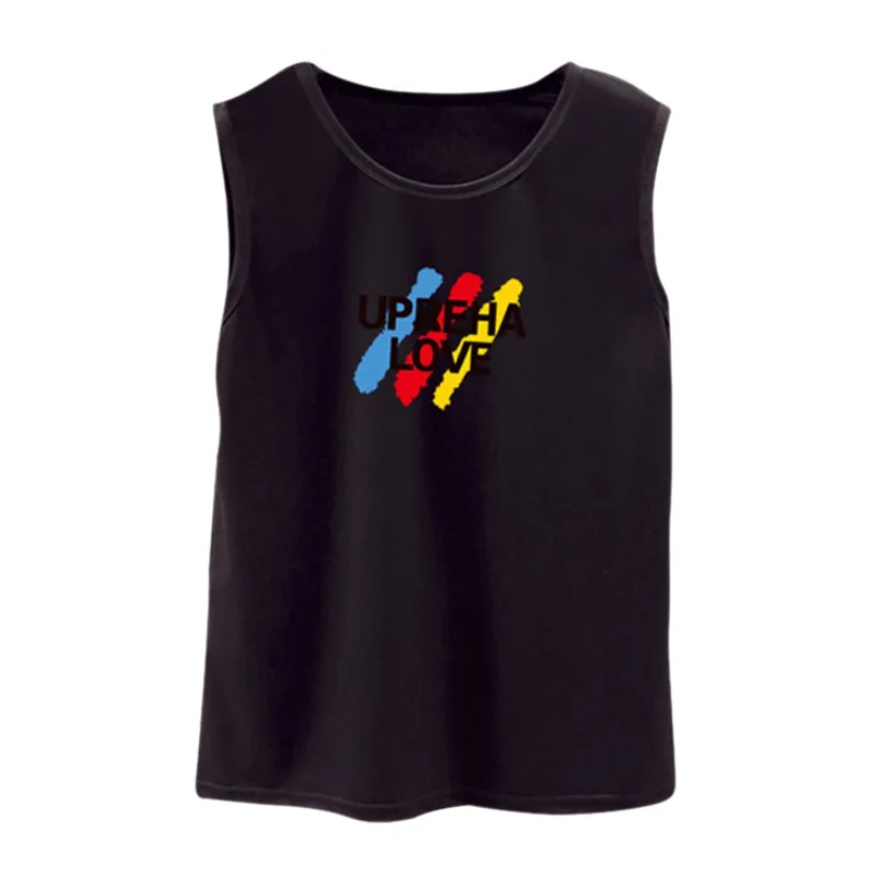 

Women Summer Loose Bottoming Tops Round Neck Simple Letter Printing Sleeveless Top For Ladies