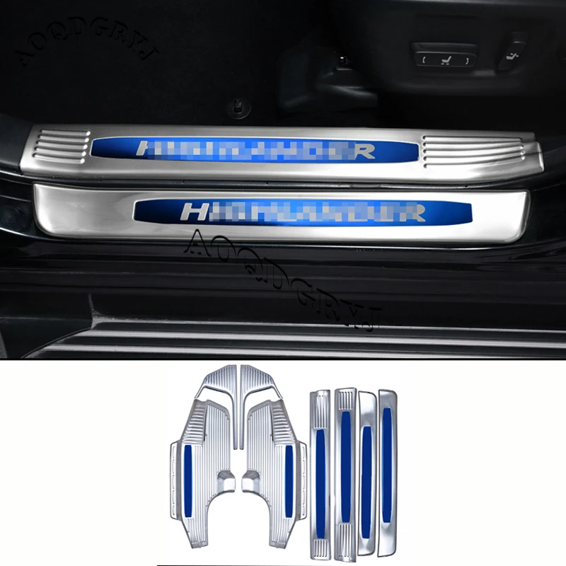 

8pcs For Toyota highlander 2015-2018 Black/Silver titanium Welcome Pedal Door Sill Scuff Trim Panel Moulding trim car styling