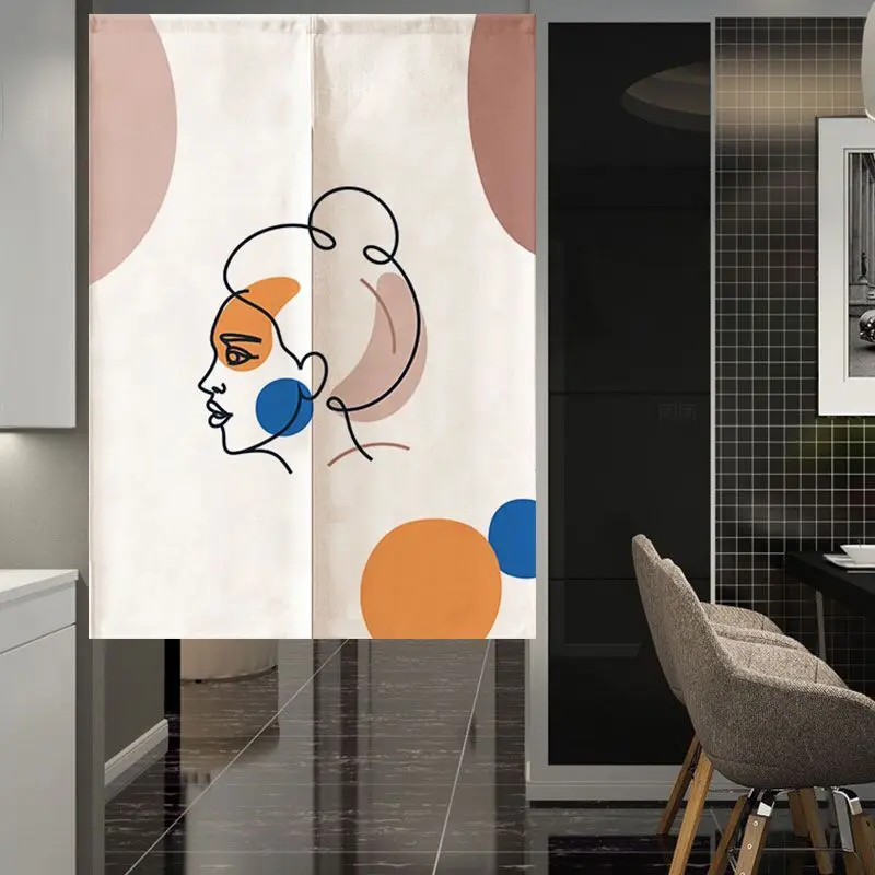 Простая Современная тканевая дверная занавеска с геометрическими линиями