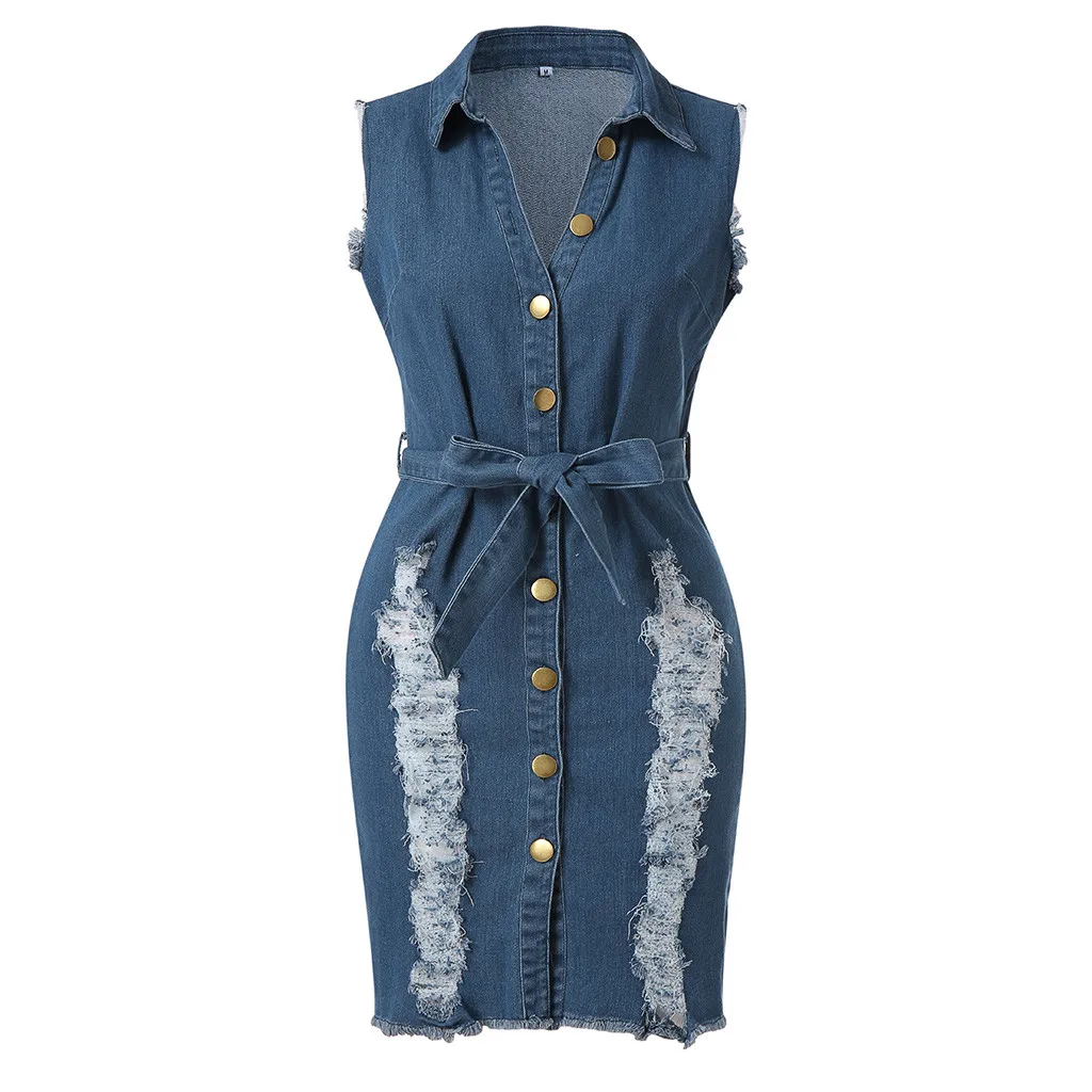 

35&Summer Womens Boho Dress Button Down Denim Sexy Dress Ladies Lace Jeans Long Shirt Dresses Vestidos Verano 2019 Mujer