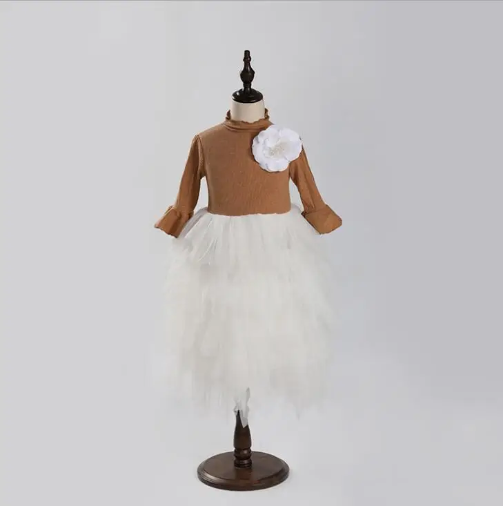 Новые платья в сеточку с цветочным рисунком для маленьких девочек модная длинная