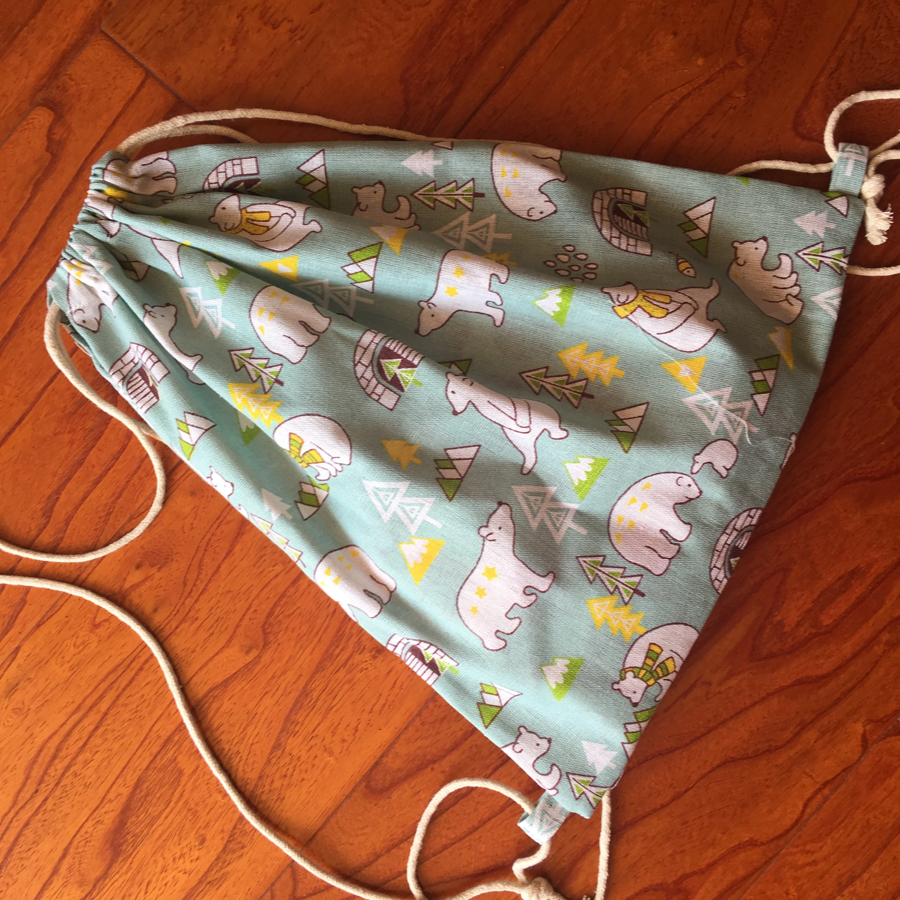 Экологичный рюкзак из хлопка и льна на шнурке сумка для книг обуви с белым