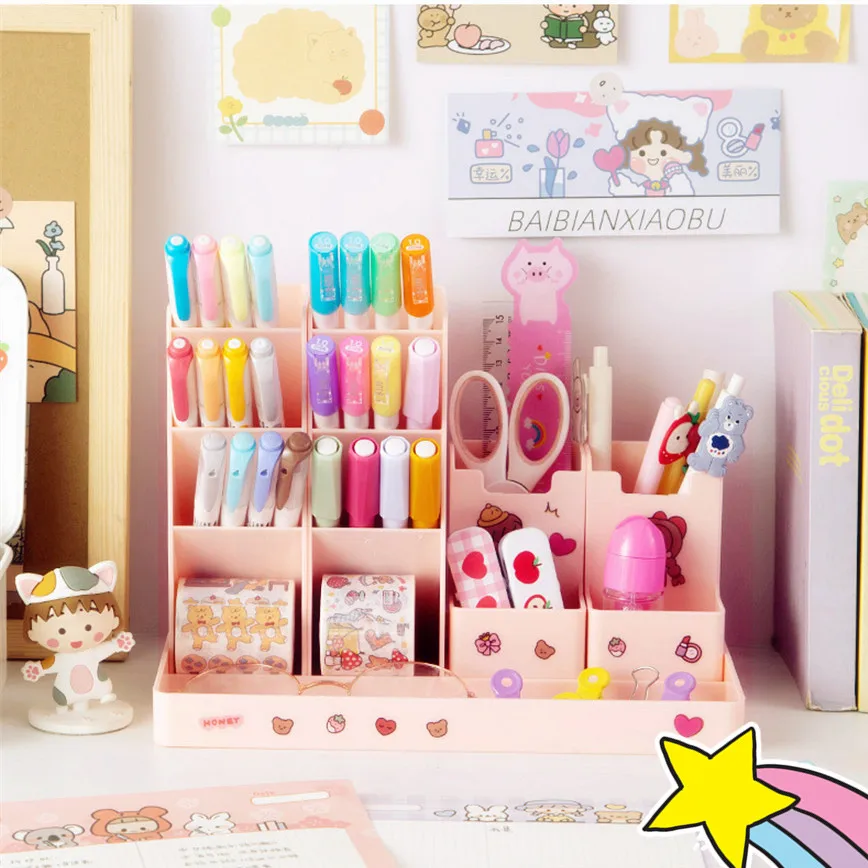 Pen Pencil Holder Case Desk Organizer For Office School Stationery Supplies Desktop Cosmetic Sundries Storage Holders Box | Багаж и сумки