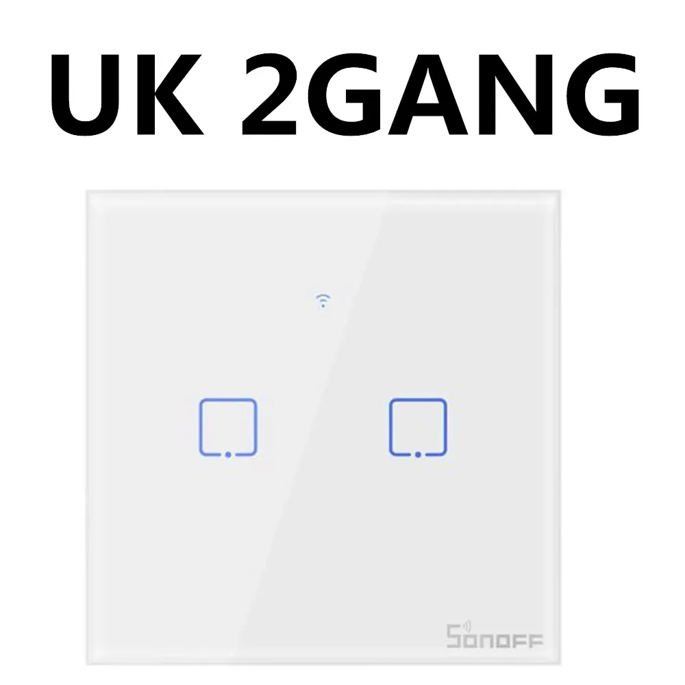 UK 2 GANG Великобритания, США, ЕС, 1-3 комплекта, AC 90 В-250 В, 600 Вт, wifi и RF 86 Тип, умный настенный сенсорный светильник, модуль переключателя 1CH 2CH 3CH для SONOFF T1 - Комплект: UK 2 GANG