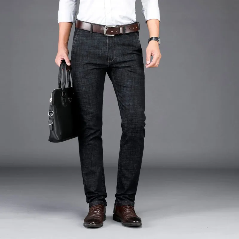 Джинсы мужские 2020 деловые повседневные джинсовые брюки прямые эластичные со
